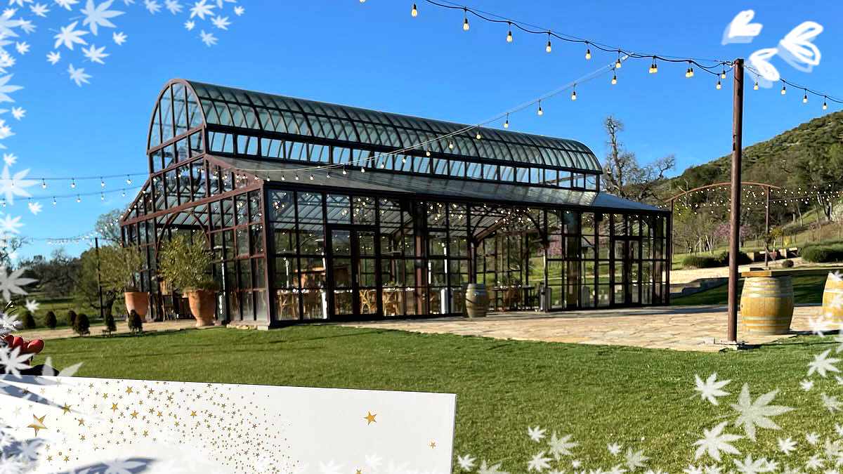 10x15m sunroom for wedding venue, custom glass sunroom California ranch, Yata Ranch Margarita sunroom case study